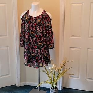 Multicolor Floral Cold-Shoulder Dress